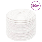 vidaXL paadik&ouml;is, t&auml;isvalge, 12 mm, 50 m, pol&uuml;prop&uuml;leen
