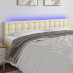 vidaXL LED-voodipeats, kreemjas, 180x5x78/88 cm, kunstnahk