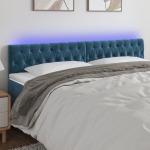 vidaXL LED-voodipeats, tumesinine, 180x7x78/88 cm, samet