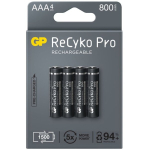 4x laetavad akud AAA / R03 GP ReCyko Pro Ni-MH 800mAh