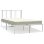 vidaXL metallist voodiraam peatsiga, valge, 120x190 cm