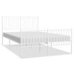 vidaXL metallist voodiraam peatsi ja jalutsiga, valge, 135 x 190 cm