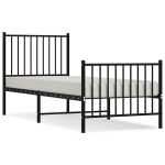 vidaXL metallist voodiraam peatsi ja jalutsiga, must, 75 x 190 cm