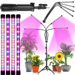 Taimekasvatuse LED-lampide komplekt koos 150 cm statiivi ja taimeriga, 4 tk