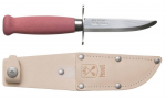 Laste nuga Morakniv Scout 39 Safe, topelt s&otilde;rmekaitse ja nahast vutlariga, punane