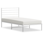 vidaXL metallist voodiraam peatsiga, valge, 107x203 cm