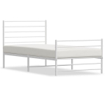 vidaXL metallist voodiraam peatsi ja jalutsiga, valge, 107x203 cm