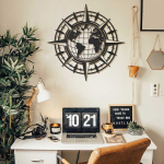 Seinakaunistus World Map In Compass, 1 tk