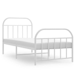 vidaXL metallist voodiraam peatsi ja jalutsiga, valge, 90 x 190 cm
