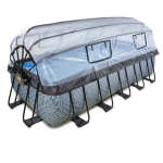 Karkassiga bassein liivafiltri, katuse ja soojuspumbaga Exit Stone, 540x250 cm, hall