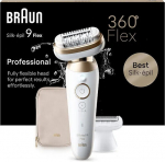 Braun epilaator Silk Epil 9 Flex 3D 9-041 Epilator, valge/kuldne