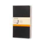 3 Moleskine Cahier Journali L-rea m&auml;rkmikud, mustad, komplektis