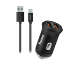 Fonex 2xUSB autolaadija Type-C kaabliga SCK2TB, 2.1A, must
