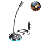 Mikrofonid, Plug & Play USB-mikrofon taskuh&auml;&auml;lingusaadete jaoks, stuudiosalvestus, vaigistusnupu ja LED-iga, must