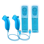 (Sinine - 2 komplekt)1 komplekti/2 komplekti kaugjuhtimispult Nunchucki kontrolleriga Wii m&auml;ngude jaoks Juht Wii konsooli juhtmevaba m&auml;ngupuldiga koos Motion Plusiga, Mėlyna - 2 rinkinys