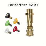 K&otilde;rgsurve pesuri adapter Karcher K-seeria jaoks - Vastupidav alumiinium, 1/4 kiir&uuml;hendus, Sobib K2-K7 mudelitele, 5 v&auml;rvi pihustid., L4 Kai Chi K serijos 1/4 greitas sujungimas + 5 spalvoti purk&scaron;tukai