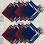12/15tk Meeste Puuvillased Taskur&auml;tikud - Pehmed, Triibulised &Auml;rikangad Taskusse, Masinpestavad., 12 vnt Stilius1