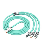 3-in-1 USB kiirkaabel - &Uuml;hilduvus iPhone/Type-C/Micro USB seadmetega, Žalias