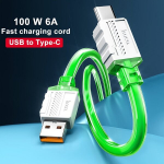 &Uuml;likiire Laadimine USB-C Kaabel 100W 6A - PVC &Uuml;mar L&auml;ikiv Viimistlus, 2 m / 6,56 pėd