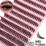 200tk DIY Ripsmepikenduste Komplekt - D Curl 80D Vol&uuml;&uuml;m Vale Ripsmed Liimiga algajas&otilde;bralik Taaskasutatavad Klastri Ripsmed, 40D