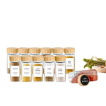 Klaasmaitseained Bambusest Kaantega 12tk/24tk, 120ml, 24 vnt bambukiniai dangteliai