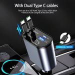 Autolaadija kiire laadija sigaretis&uuml;&uuml;taja &uuml;ks nelja digiekraaniga TYPEC kaabel USB liides autolaadimise pea