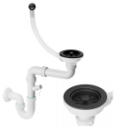 Sifoonil&otilde;ks &uuml;he kraanikaussi k&auml;sitsi seinale paigaldatav &uuml;levoolut&otilde;kke s&uuml;steem must Granitan