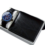 Moekas Meeste Vabaaja Analoog PU Nahast Kvarts K&auml;ekell ja Luksus Meeste Rahakott Komplekt - Ideaalne Isadep&auml;eva Kingitus variant-101658, 1 mėlynas laikrodis + 1 piniginė