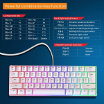 Kompaktne 61-klahviline USB-taustavalgustusega Klaviatuur - Juhtmega, Kaasaskantav M&auml;ngimiseks ja Kontorikasutuseks, RGB LED Tuled Kohandatavate Neoonv&auml;rvidega