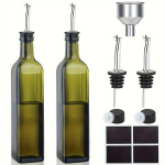 2tk Klaasist Oliivi&otilde;li Pudel Dosaator, K&ouml;&ouml;gitarvikud, Tamsiai žalia 500 ml (2 pak.)