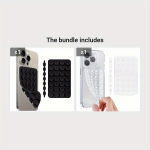 Telefonihoidja Silikoonist Tugev Iminapp Telefonihoidik - Kahepoolne, K&auml;ed-Vaba Hoidja iPhone ja Androidile, Juoda + Permatomas