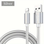 &Uuml;lipikk Kiire Laadimiskaabel USB Andmes&uuml;nkroonimiskaabel IPhone Jaoks Laadija Kaabel IPadile., Sidabrinis