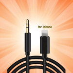 3,5 mm AUX helikaabel iPhone Lightning &uuml;hendusega 100cm, Juoda