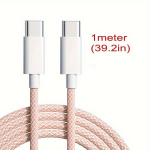 C T&uuml;&uuml;pi C 60W 2m/1m Iphone 15 Plus Pro Max Kiudkaabel Andmekaabel Kiirlaadimiseks, Rožinis