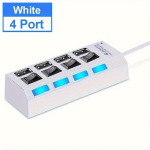 7-Porti/ 4-Porti LED USB 2.0 Adapteripesa L&uuml;litiga Arvutile S&uuml;learvutile., Baltas