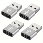 4Pakki USB-C USB-A Adapter, &Uuml;hildub Apple ja Androidiga, 4 Sidabrinis