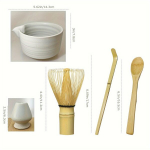 Keraamiline Matcha Tee Komplekt 5-osaline - Matcha Kauss Vispliga, Bambu Vispel, Kulp ja S&otilde;el., Baltas