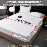 Veekindel Madratsikate - H&uuml;poallergiline Pol&uuml;esterkate, S&uuml;gavtasku Istuv, Masinpestav, Libisemiskindel Liivapinnaga, Hingav Pol&uuml;uretaankate, Vastupidav - 1 T&uuml;kk., Baltas