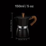 Klassikaline Kohvikann Itaalialik Espresso Moka Pot., Juoda