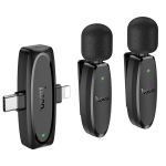 Juhtmevaba Mikrofon 2x Hoco L15 - USB-C+Lightning, Bevielis Mikrofonas 2x Hoco L15 - USB-C+Lightning