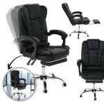 Fotel biurowy obrotowy BOSS z podn&oacute;żkiem - czarny eco SK&Oacute;RA KO22CZ