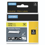 Laserprinteri kassett Dymo etiketiprinteri etiketid Rhino Flexible Nylon Tape 12 mm x 3,5 m must to kollane
