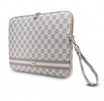 DKNY PU Leather Checkered Pattern and Stripe Laptop Sleeve 13|14" Beige DKCS14PVSHLE