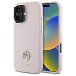 Guess GUHCP16SM4DGPP iPhone 16 6.1"  jasnor&oacute;żowy|pink hardcase Silicone Logo Strass 4G