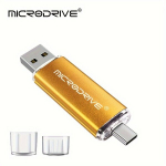 USB pulk Microdrive T&uuml;&uuml;p-C M&auml;lupulk 32GB 64GB 128GB OTG 2 In 1., Auksinės spalvos