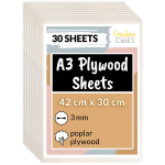 30 x A3 vineeripaneelid Pappel puidust 3 mm vineeripaneelid 420 x 300 x 3 mm (+/- 0,5 mm) Creative Deco