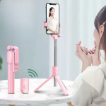 Selfie pulk (Selfie stick) Mitmefunktsionaalne Pikendatav Selfie Kepp Integreeritud Ilu T&auml;itevalgustusega ja Kaujuhtimisega, Juhtmevaba Otse&uuml;lekande Statiiv Nutitelefonide jaoks - Ilma Patareita. , Rožinė