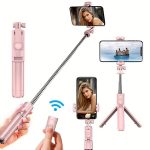 Telefonihoidja ABS Pikendatav Selfie Stick Statiiv Juhtmevaba Puldiga, 360&deg; P&ouml;&ouml;ratav Nutitelefoni Kinnitus. , Rožinė