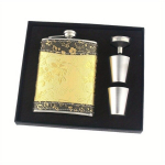 8OZ Roostevaba Terasest Taskumatiga Komplekt Lehtriga, Suju Viimistlus, Ristk&uuml;likukujuline, K&auml;epestav - Kaasaskantav V&auml;ljas Lame Veinipudel Kingituseks., 8 uncijos geltono ra&scaron;to 2 puodeliai