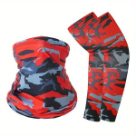 1tk K&auml;e Varruka Mask, Bandana UV Kaitse Mootorratta Kalap&uuml;&uuml;gi Sokid, Meeste Naiste Spordi P&auml;ikesekaitse Komplekt. , Kamufliažas raudonas